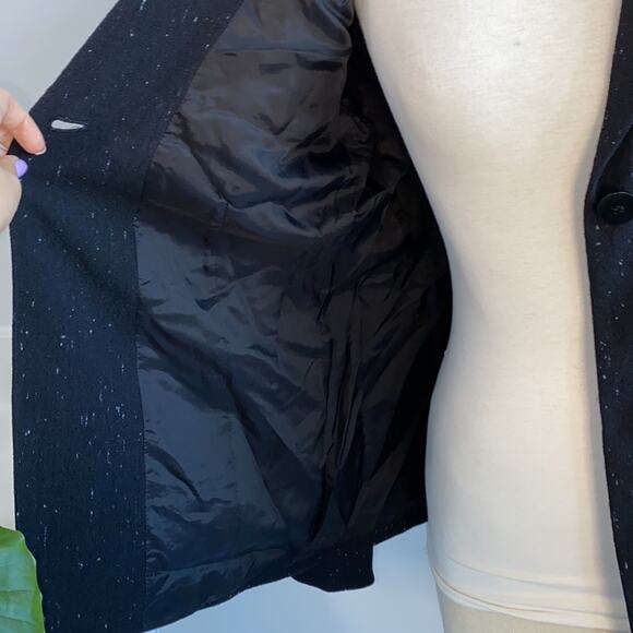 Lafayette148 6 Small Black Blue Stitching Wool Silk Blazer Pockets - Picture 4 of 7